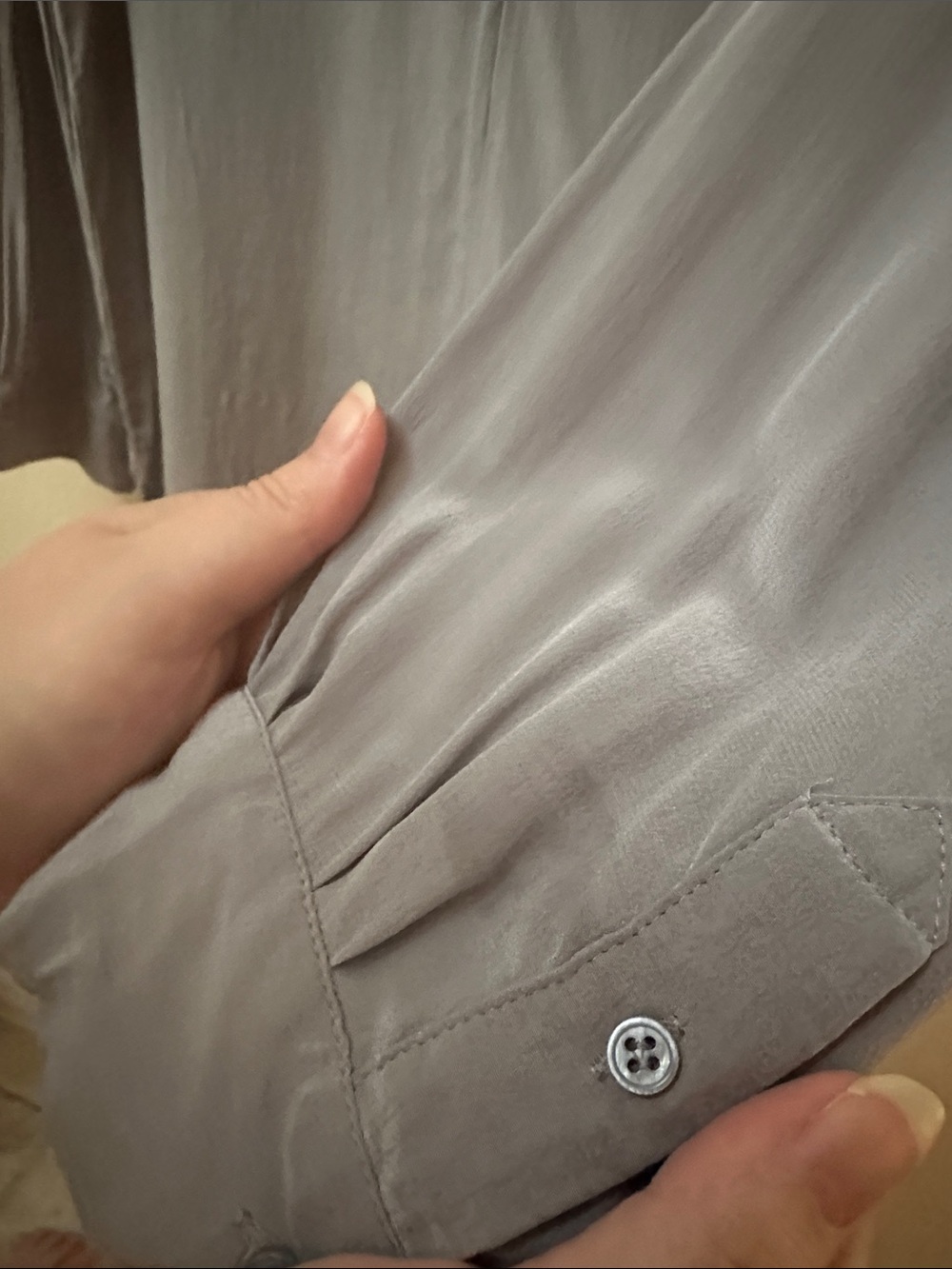 Joie Dusty Lavender V-Neck Long Sleeve Silk Blouse - Picture 8 of 8